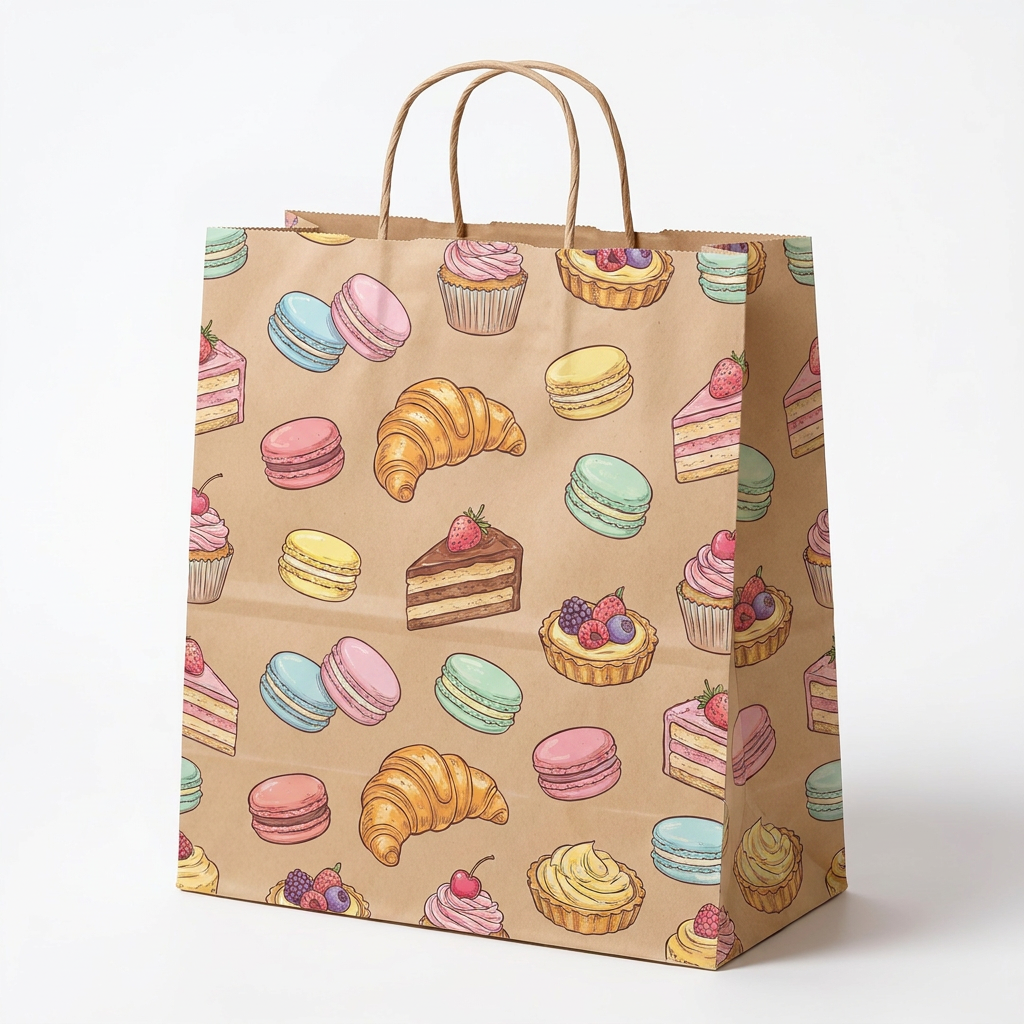 Burgu Saplı Kraft Çanta 27x30x17