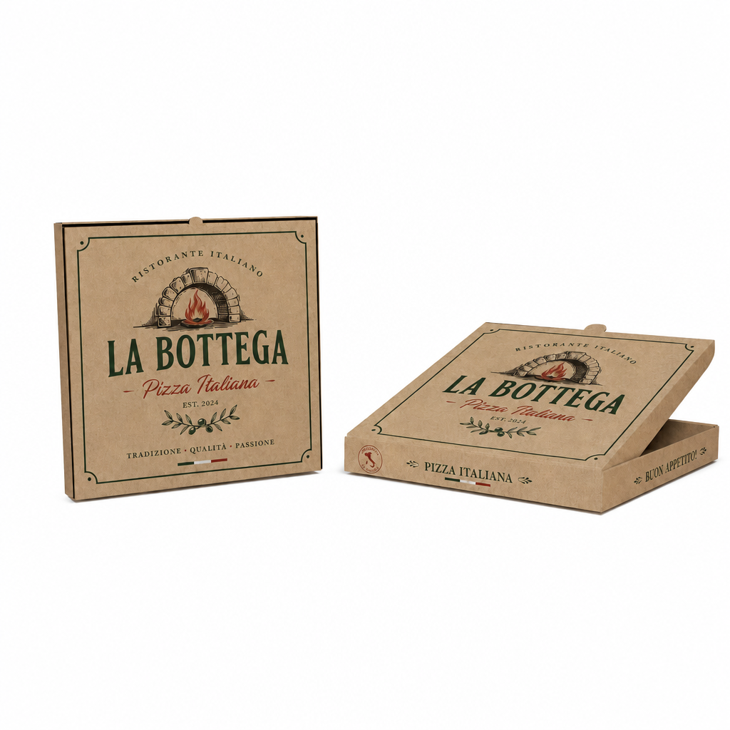 Özel Baskılı Esmer Pizza Kutusu - kraft çanta
